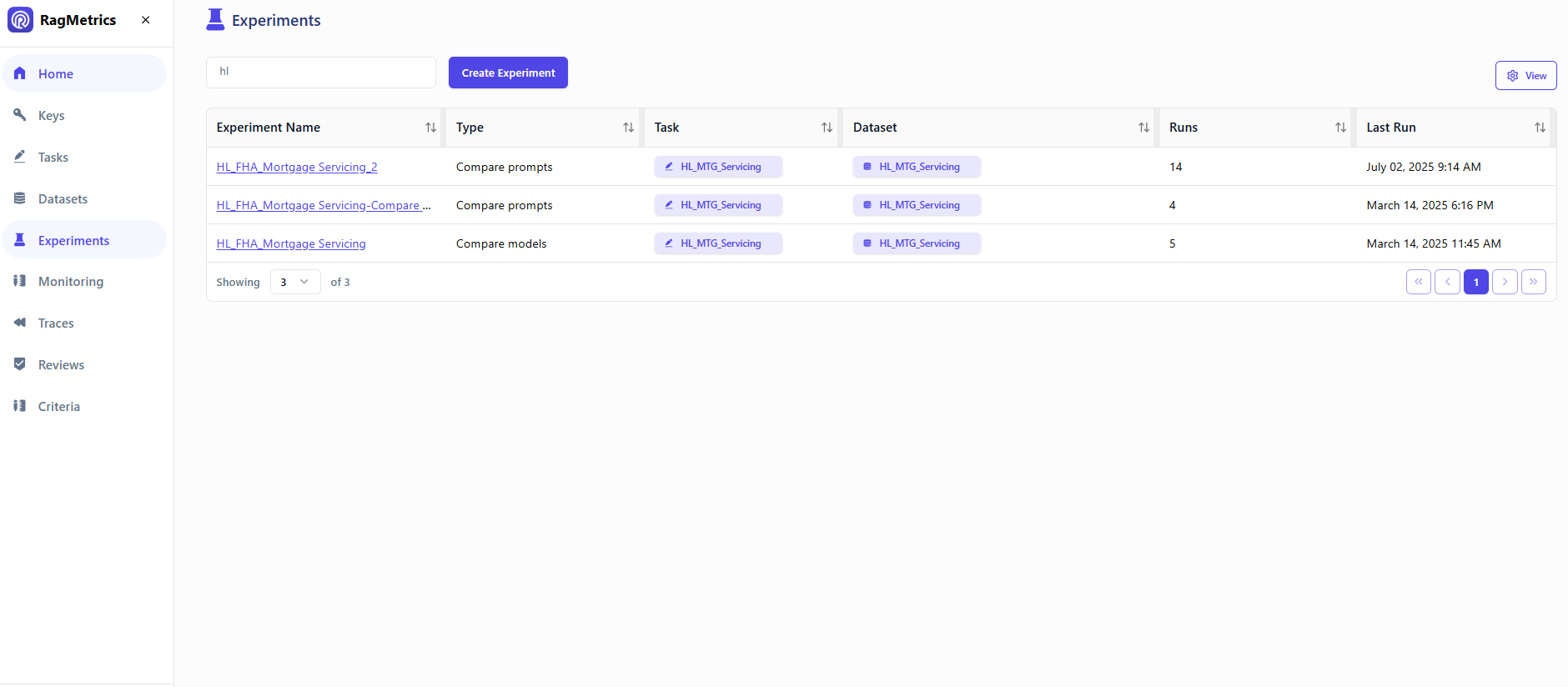 RagMetrics GUI Interface