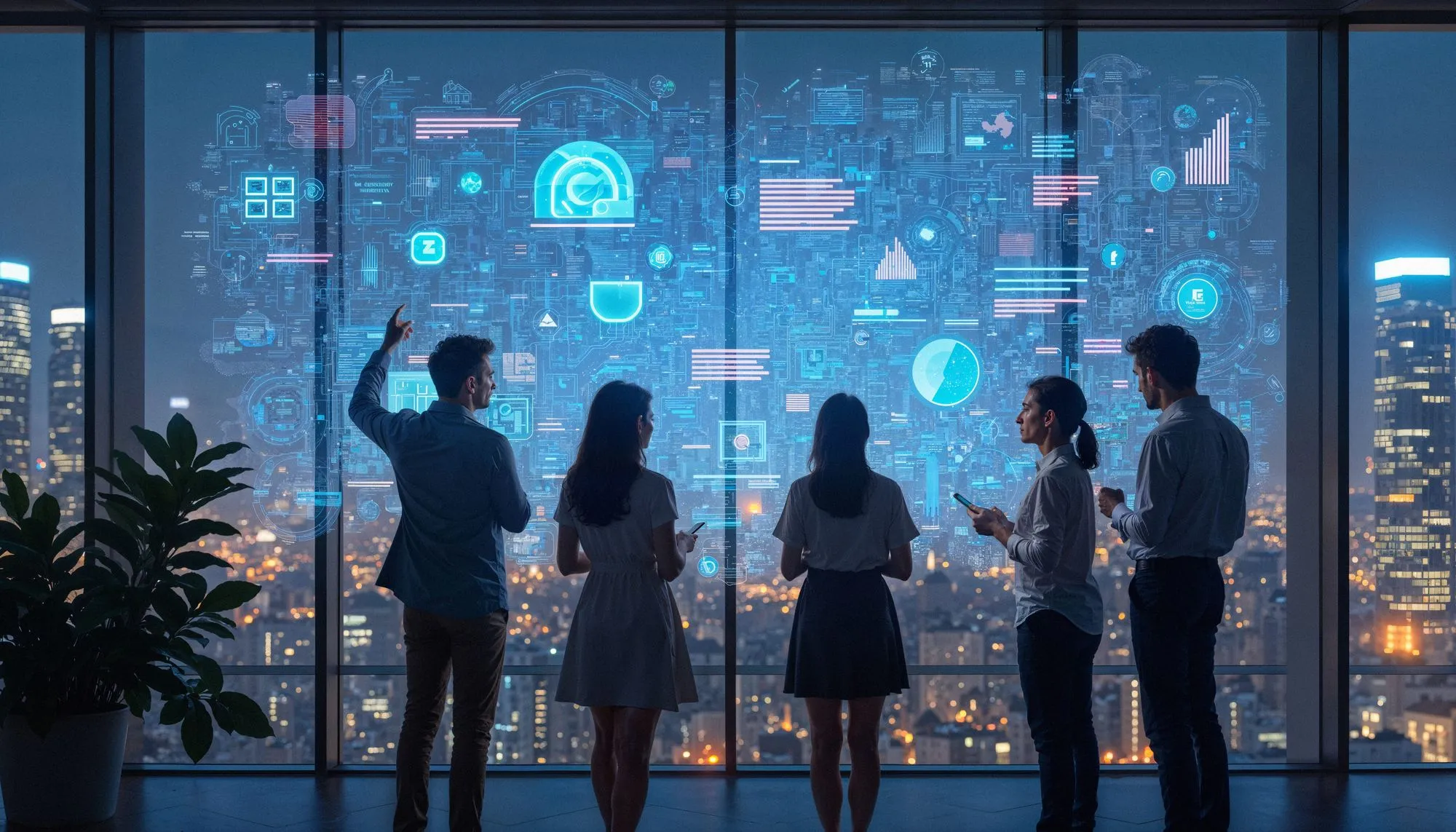 Team analyzing data visualizations
