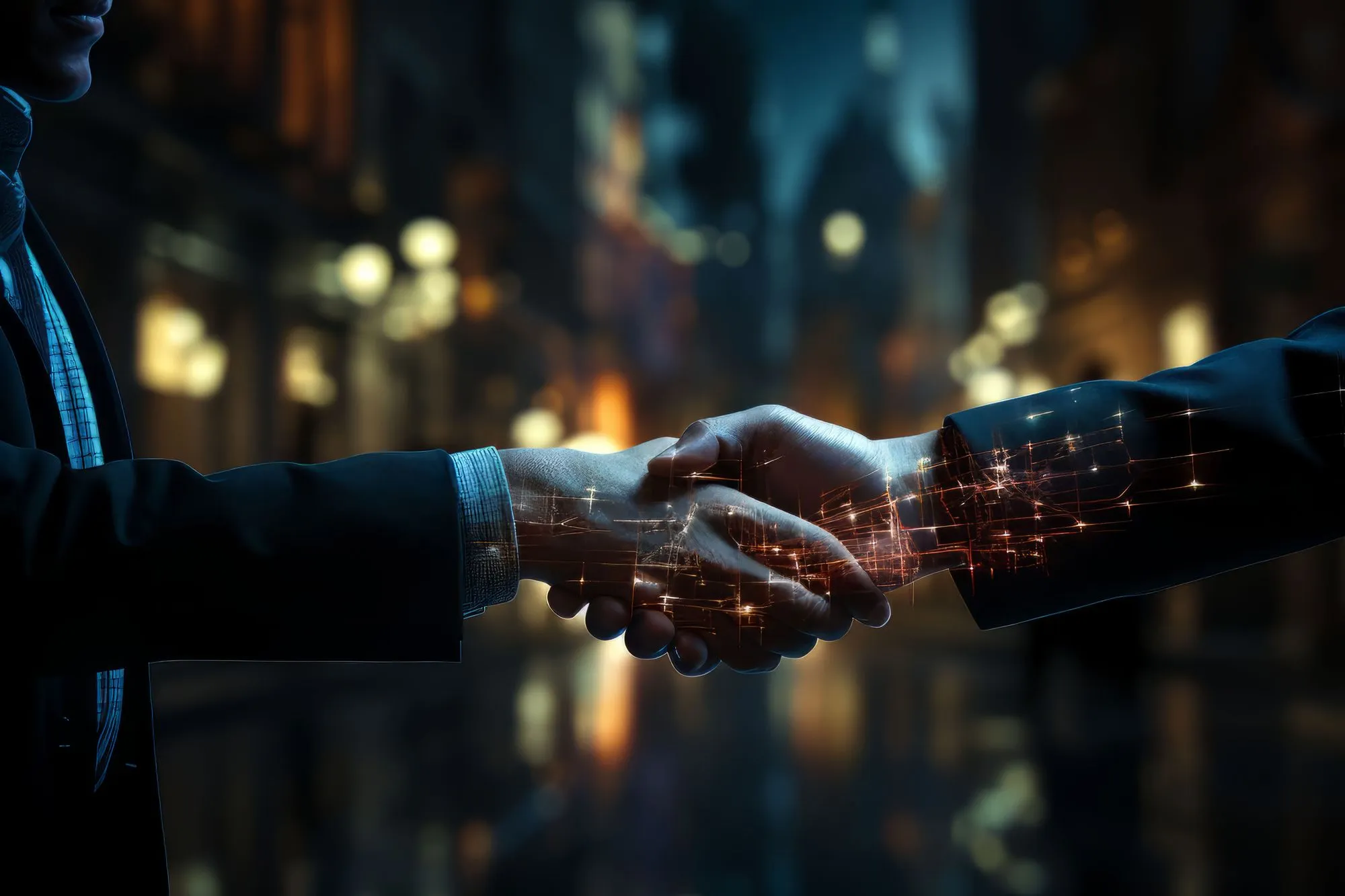 Business partnership handshake
