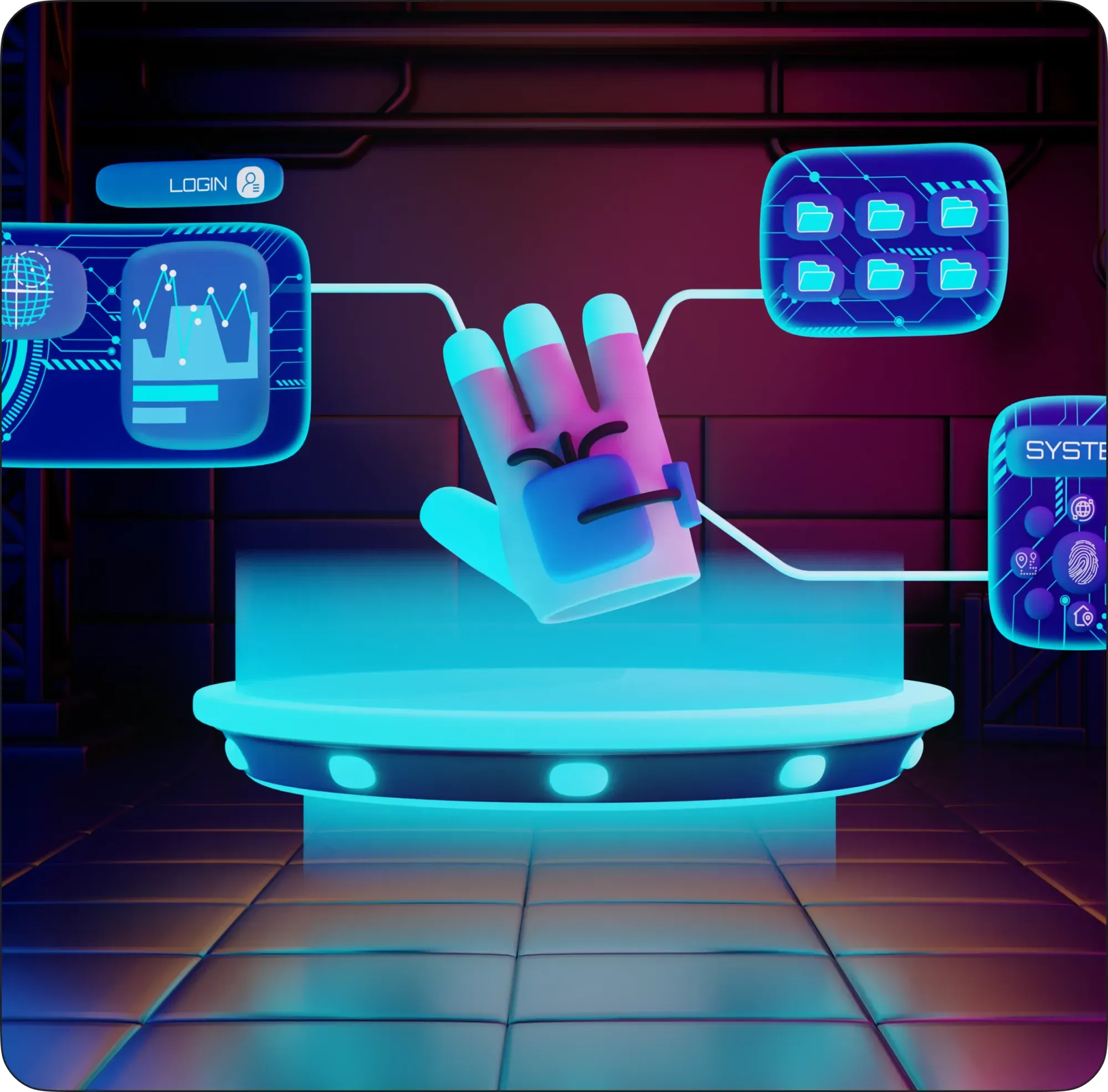 Platform Dashboard with Holographic Interface